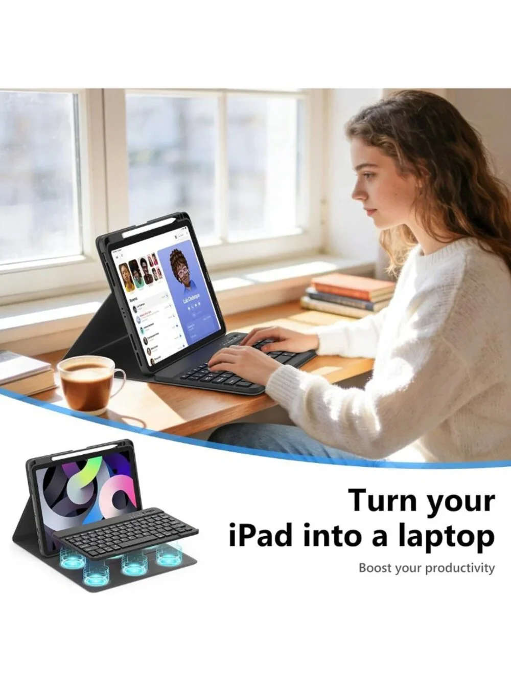 Detachable Keyboard Case for iPad Air 11 Inch - Slim, Lightweight, Stylish